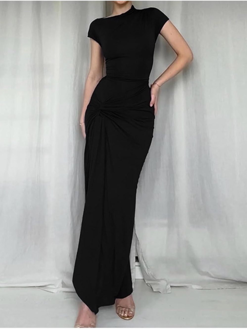 BNWT Elegant Black Ruched gown - Women